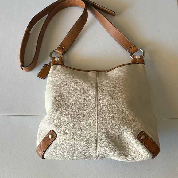 Coach Cream and Tan Leather Crossbody Bag - Picture 2 of 15